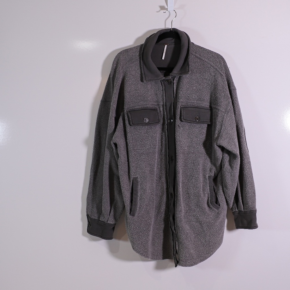 Free People Ruby Fuzzy Button Front Collared Over… - image 1